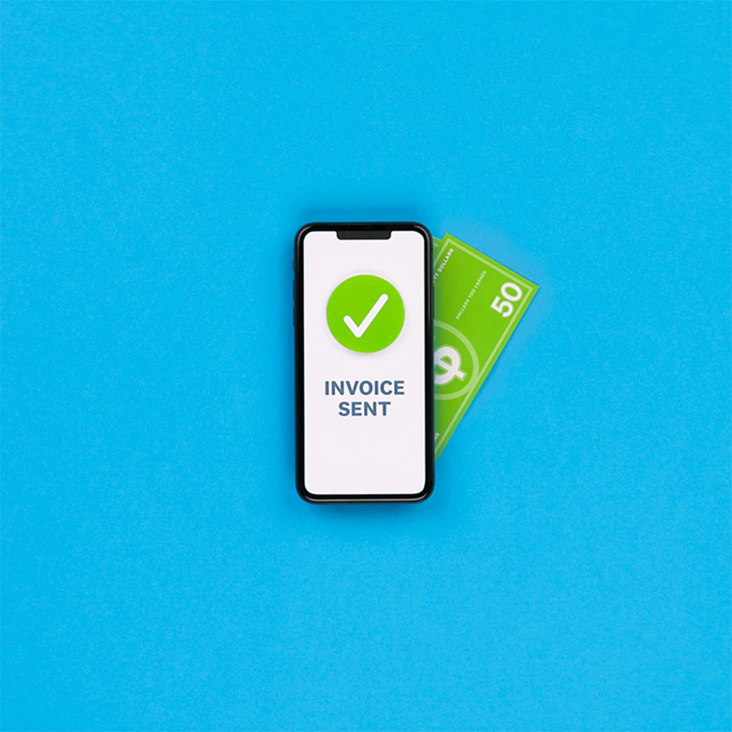 A green tick shows an invoice has been sent using Xero sole proprietor bookkeeping software. 