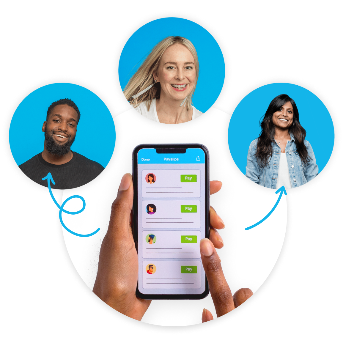 A person uses their phone to manage contacts using the Xero mobile app. 