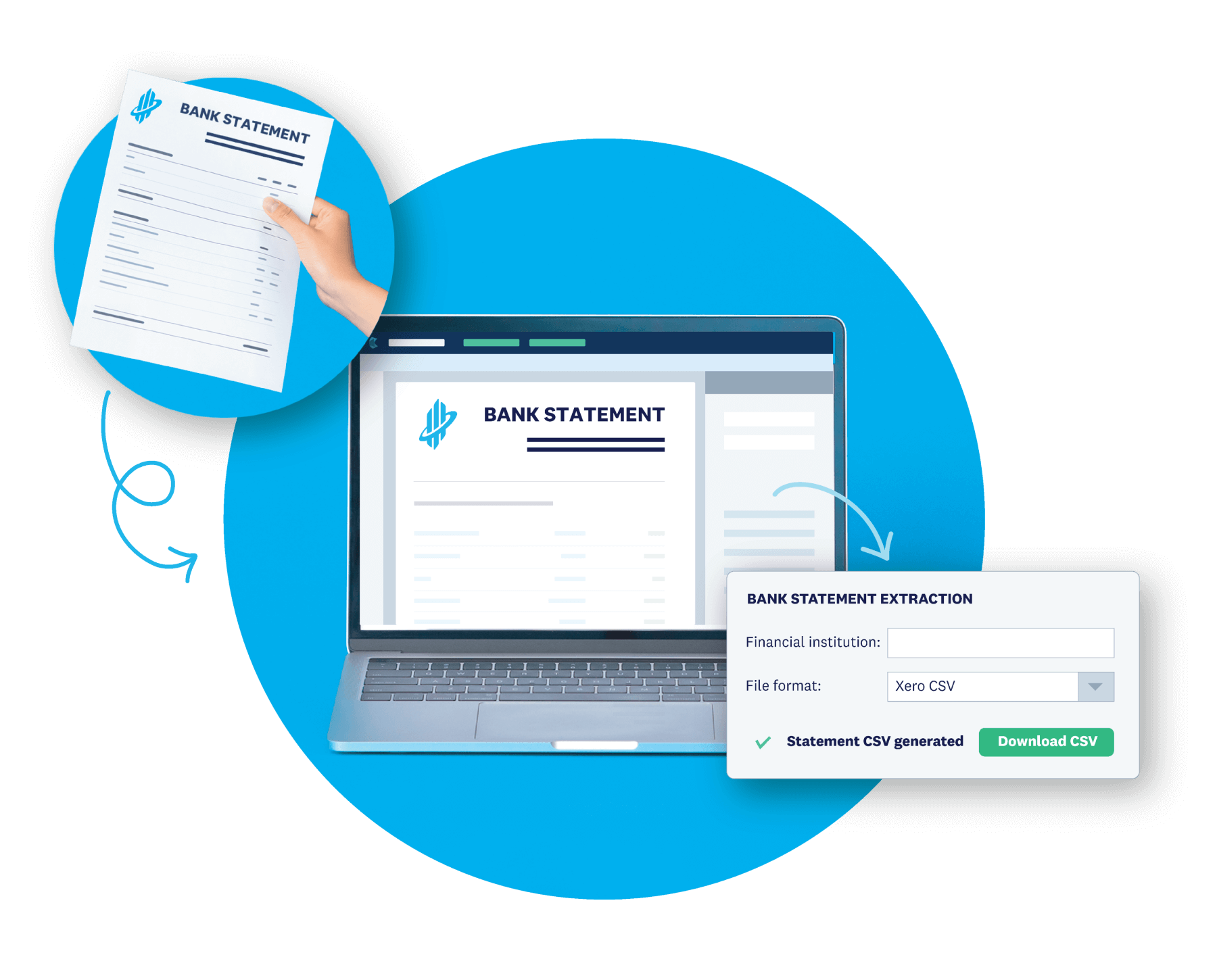 Hubdoc extracts key data from your statements automatically, and creates a CSV file to import the transactions into Xero.