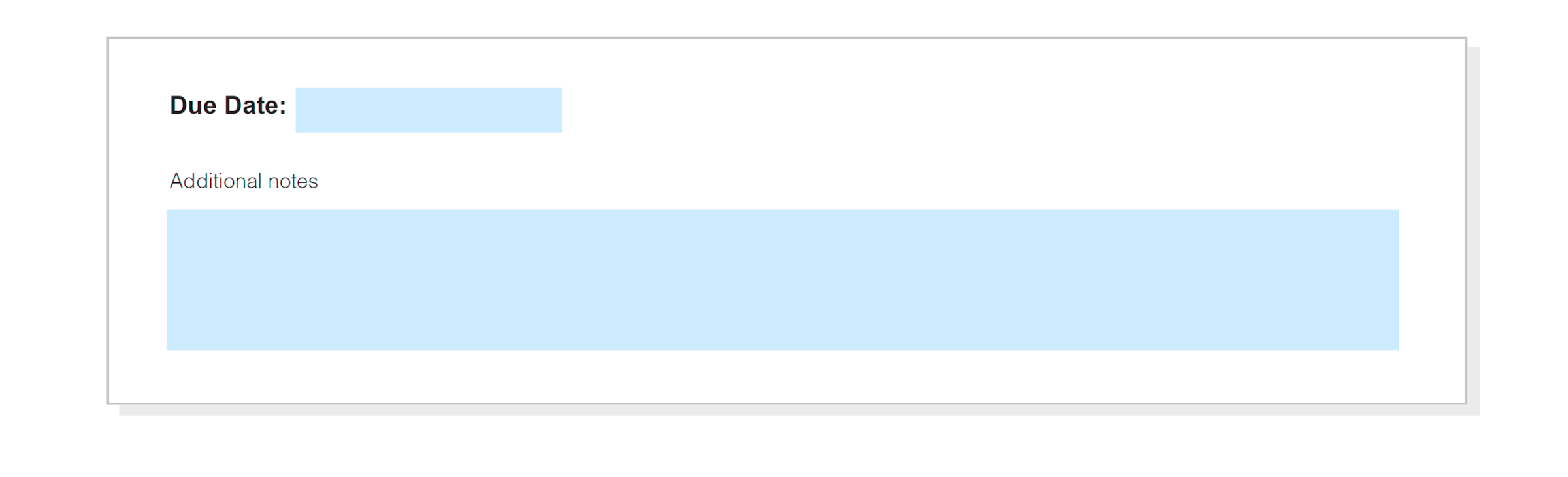 Bottom section of a freelance invoice showing due date and space for additional notes.