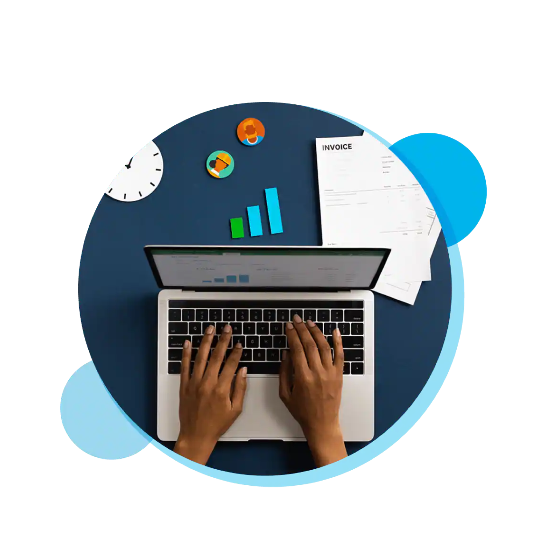 A small business owner uses ERP software for small businesses on their laptop.