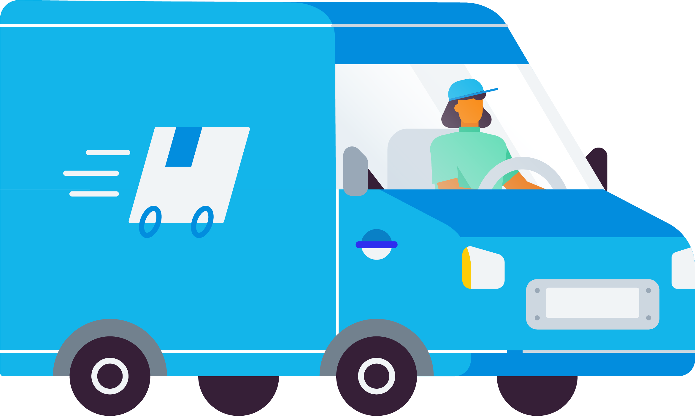 An illustration of a moving van driven by a small business owner that uses Xero's accounting software