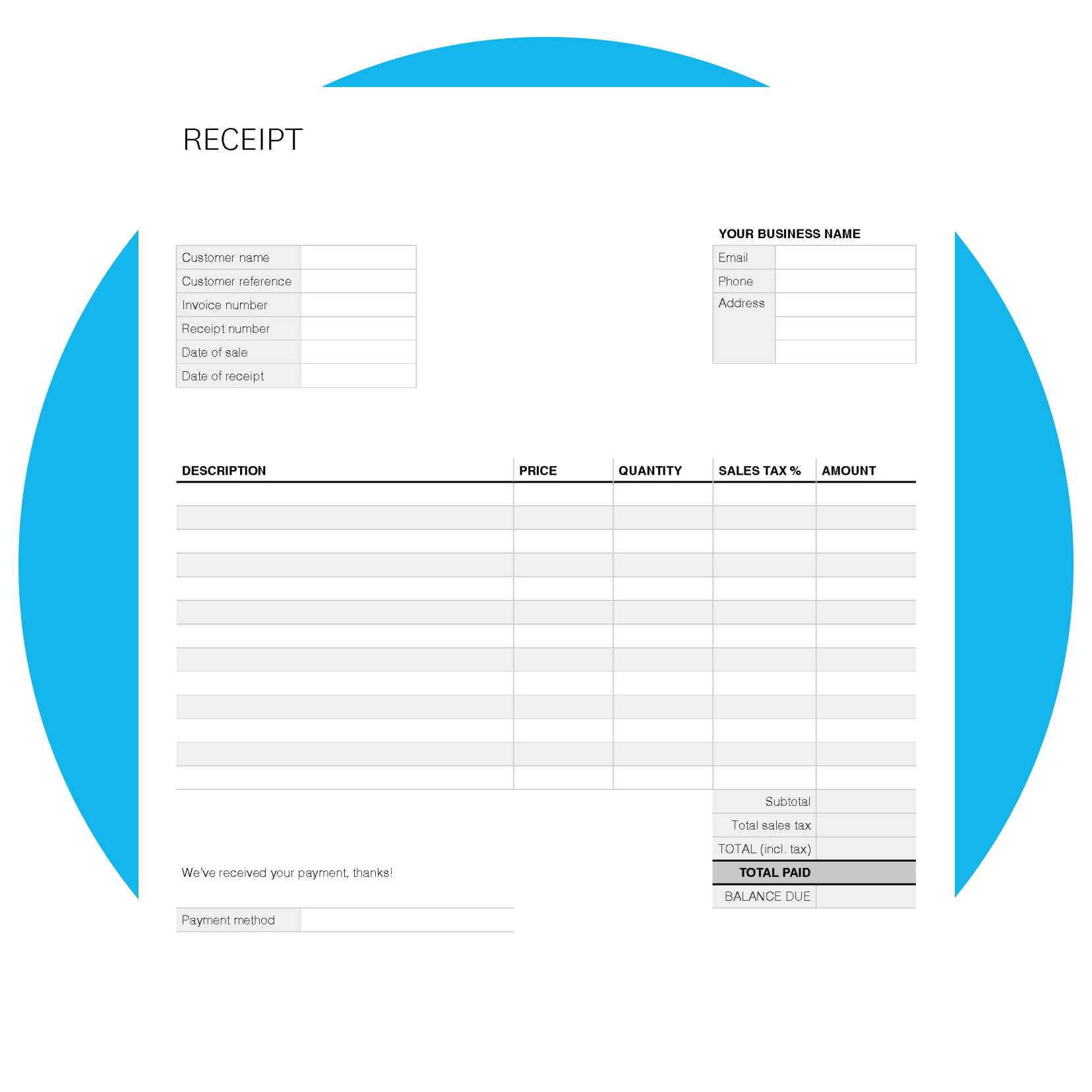 A charity and nonprofit donation receipt template. 