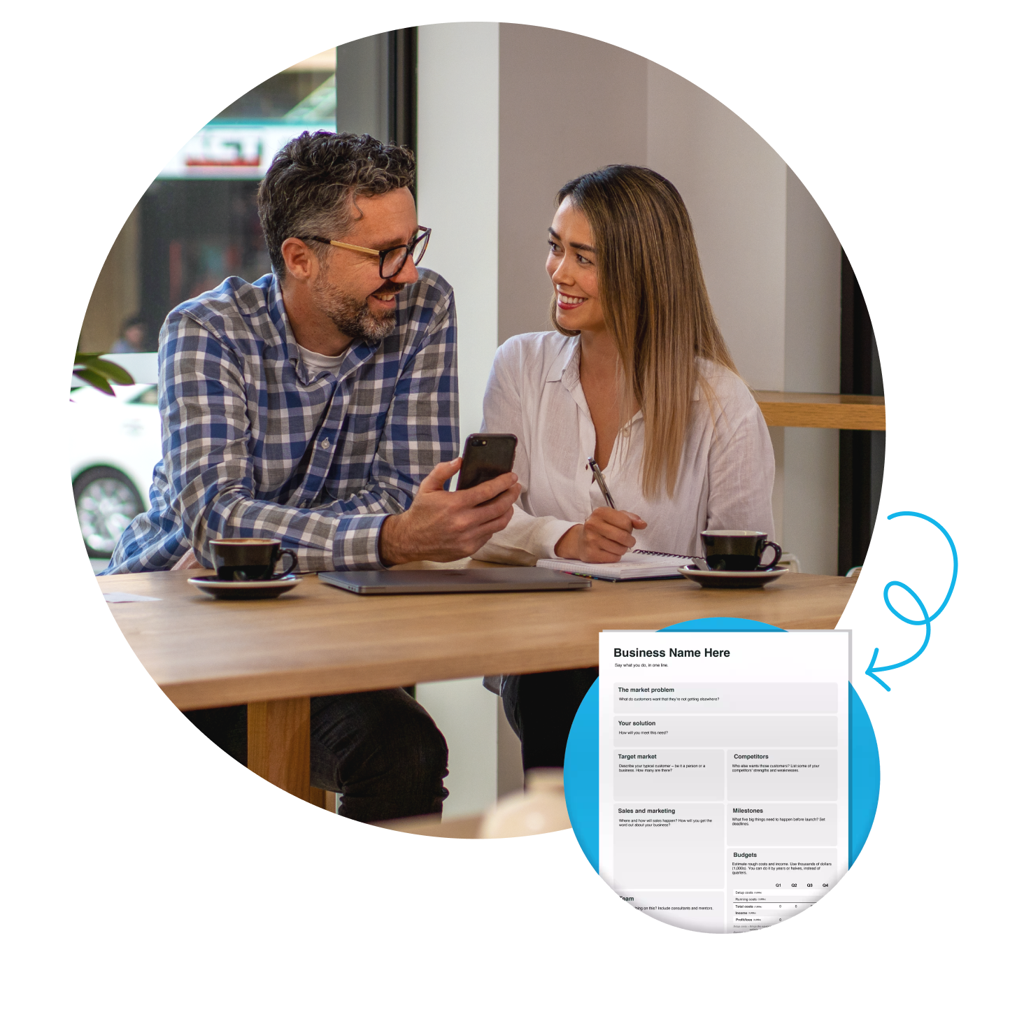 A small business owner making use of Xero’s restaurant business plan template