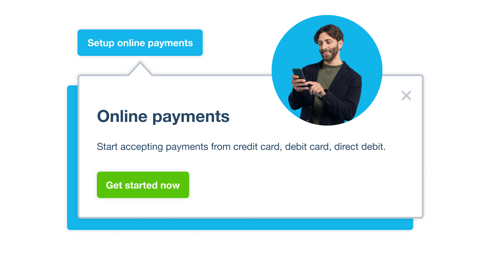 A business owner uses Xero to accept online payments from their customers.